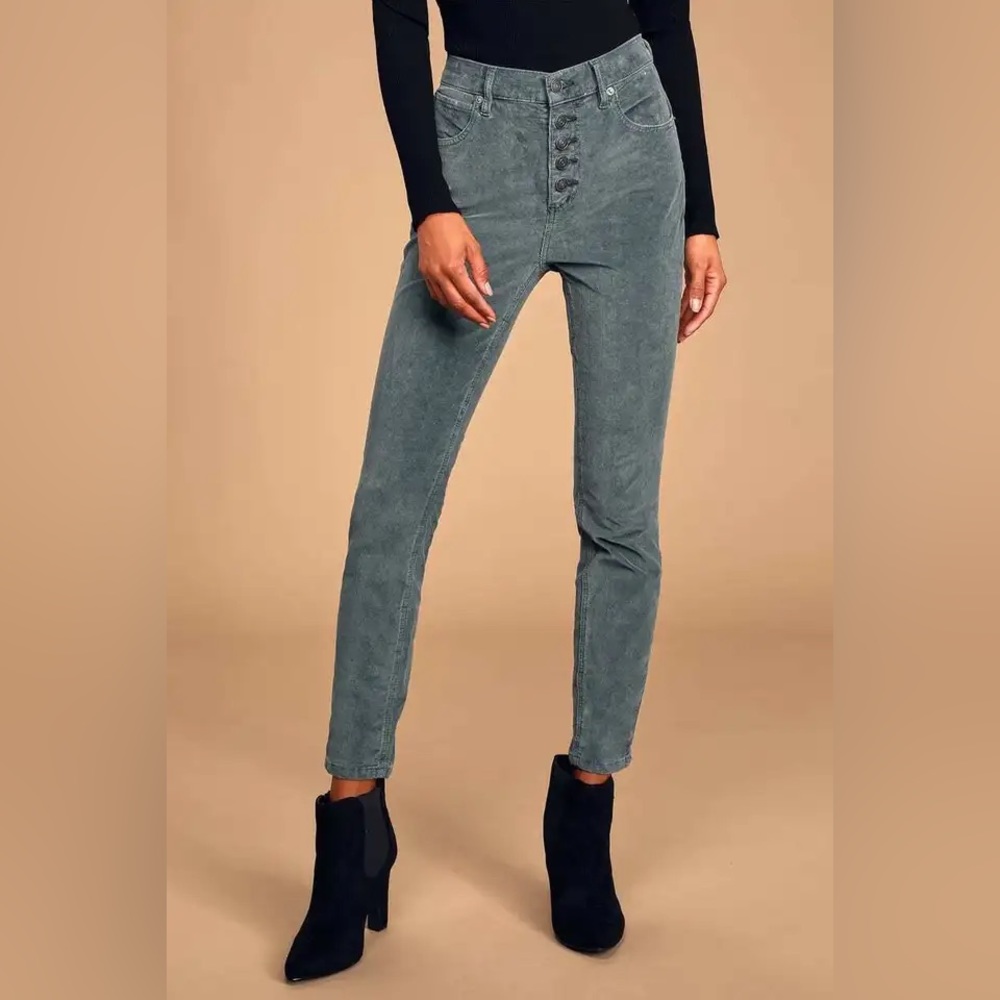 Free People Sun Chaser High Waist Crop Skinny Corduroy Pants 26